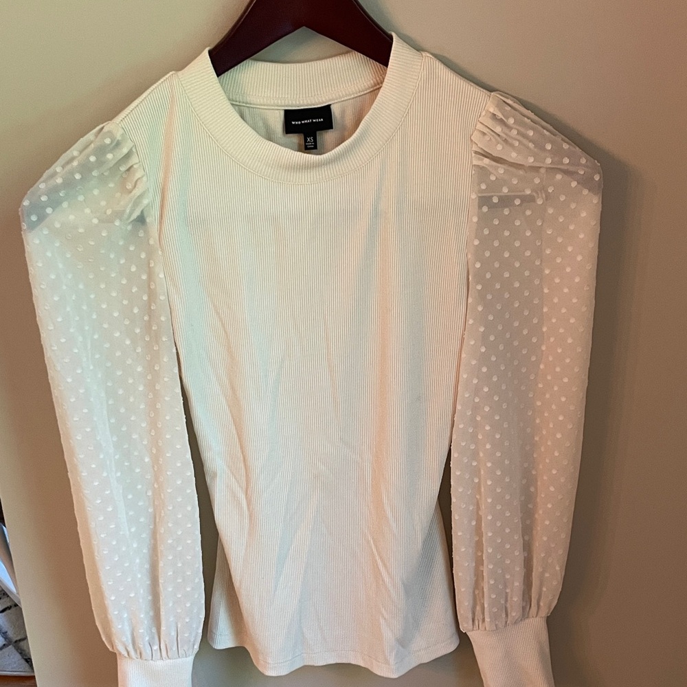 Who What Wear White Puff Sleeve Top